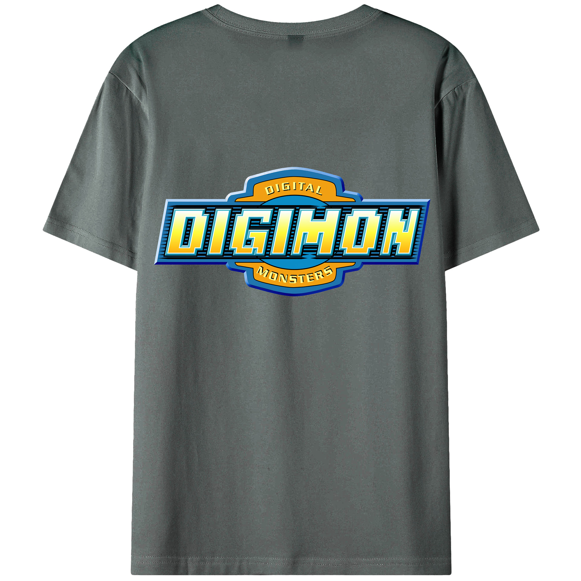 （画像用） Digimon デジタルモンスター/デジモン 綿100％ メンズ半袖Tシャツ（バックプリント） 通気性